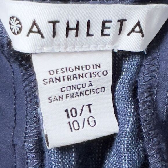 Athleta Cabo Linen Textured Wide Leg Pants Sz 10 Tall Blue Pull On Comfort - Picture 5 of 12